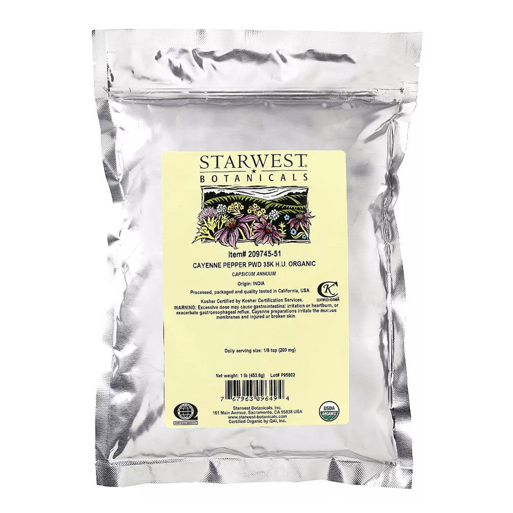 Starwest Botanicals Organic Cayenne Powder 40K H.U, 1 Lb